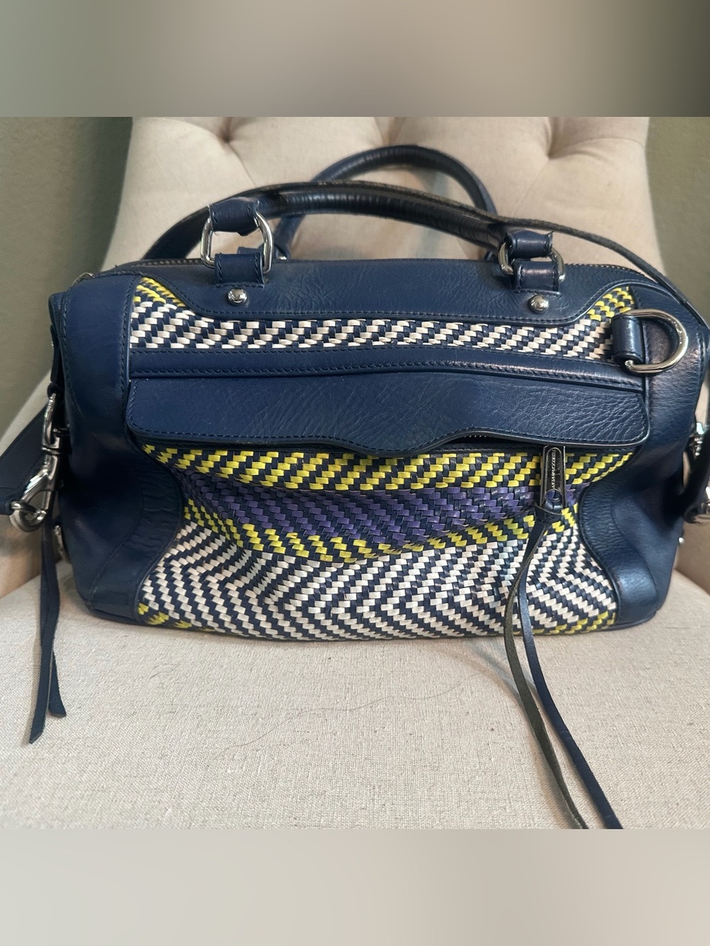 Rebecca Minkoff Mab Mini multi colored satchel - weave leather pattern - Handbag
